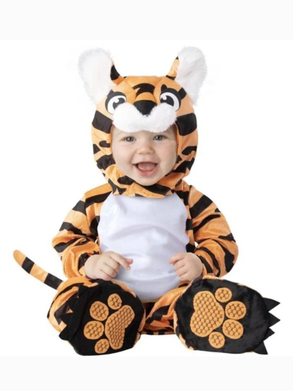 Tiger Halloween Costume 12/18 months Orange 5 Pc Jumpsuit, Hood Unisex Toddler